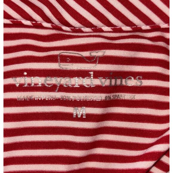 Vineyard Vines Mens Performance Polo Shirt Medium SS Striped Golf‎ Club Logo EUC - Picture 8 of 8
